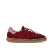 Bordeaux Suède Sneaker met Roze Details D.a.t.e. , Red , Dames