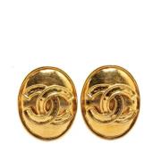 Pre-owned Fabric earrings Chanel Vintage , Yellow , Dames