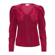 Rode Elegante Top met Pofschouders Kaffe , Red , Dames