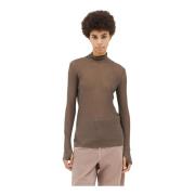 Geribbelde High Neck Top Lemaire , Brown , Dames