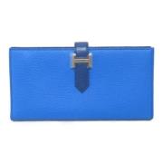 Pre-owned Leather wallets Hermès Vintage , Blue , Dames