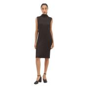 Geplooide High-Neck Midi Jurk Issey Miyake , Gray , Dames