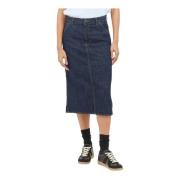 Denim Midi Rok met Contraststiksels Carhartt Wip , Blue , Dames