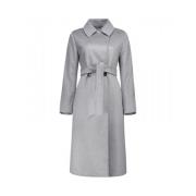 Lange dubbelrijige wollen jas Max Mara Studio , Gray , Dames