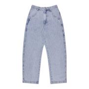 Gestreepte Denim Cargo Broek Lichtblauw Munthe , Blue , Dames