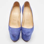 Pre-owned Suede heels Christian Louboutin Pre-owned , Blue , Dames