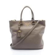 Pre-owned Leather handbags Prada Vintage , Gray , Dames