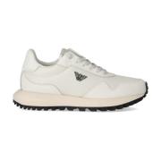 Witte Saffiano Sneaker met Adelaarplaatje Emporio Armani , White , Her...