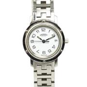 Pre-owned Stainless Steel watches Hermès Vintage , White , Dames