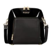 Klassieke zwarte riem handtas Kazar , Black , Dames