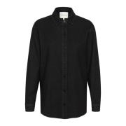 Zwarte Wassing Denim Shirt My Essential Wardrobe , Black , Dames