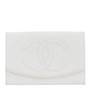 Pre-owned Leather wallets Chanel Vintage , White , Dames