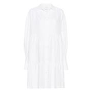 Witte Linnen Midi Jurk met Knopen Eleventy , White , Dames