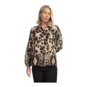 Leo Border Blouse met Pofmouwen 2-Biz , Brown , Dames