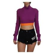 Luxe Paarse Turtleneck Sweater Dolce & Gabbana , Purple , Dames