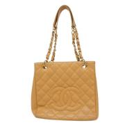 Pre-owned Leather chanel-bags Chanel Vintage , Beige , Dames