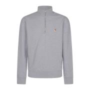 Vos Hoofd Patch Half Zip Sweater Maison Kitsuné , Gray , Heren