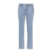 Straight-Leg Miami Light Blue Denim Jeans Cream , Blue , Dames