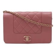 Pre-owned Leather wallets Chanel Vintage , Pink , Dames