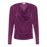 Elegante Gedrapeerde Jersey Blouse Gloxinia Kaffe , Purple , Dames