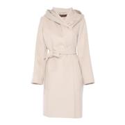 Beige Wollen Omslagjas met Capuchon Max Mara Studio , Beige , Dames