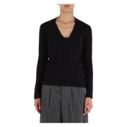 V-hals wol en alpaca trui Liu Jo , Black , Dames