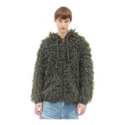 Hoodie jack in shaggy knit Diesel , Gray , Heren