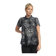 Luipaardprint Zwarte Blouse Florence.Wi24 2-Biz , Gray , Dames