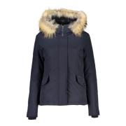 Blauwe Hoodie met Afneembare Bont Woolrich , Blue , Dames