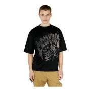 Logo Print Katoenen T-shirt Lanvin , Black , Heren