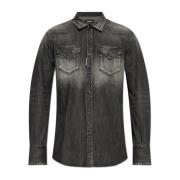 Denim shirt met vintage effect Dsquared2 , Gray , Heren