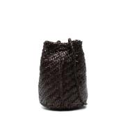 Leren Bucket Bag met Kwast Detail Dragon Diffusion , Brown , Dames