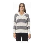 Trendy Longsleeve V-hals Top Baldinini , Gray , Dames