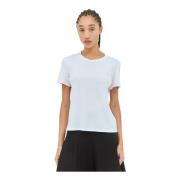 Stretch Katoen Jersey Crewneck T-shirt The Row , White , Dames