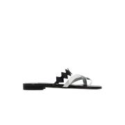 Zwart-witte leren sandalen Manolo Blahnik , Black , Dames