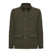 Gewatteerde landjas met corduroy kraag Burberry , Green , Heren