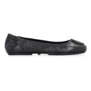 Leren Ballet Flats Ronde Neuslijn Tory Burch , Black , Dames