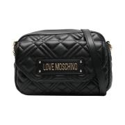 Gewatteerde Logo Schoudertas in Zwart Love Moschino , Black , Dames