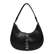 Zwarte Bedrukte Acryl Rits Tas Tommy Hilfiger , Black , Dames