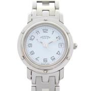 Pre-owned Stainless Steel watches Hermès Vintage , White , Dames