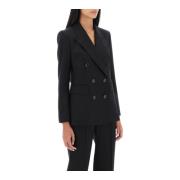 Licht Wol Double-Breasted Blazer Max Mara , Black , Dames