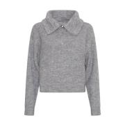 Zip Pullover Sweatshirt MSCHGytta Style Moss Copenhagen , Gray , Dames