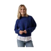 Blauwe Mohair Pullover Oversized Fit By-Bar , Blue , Dames