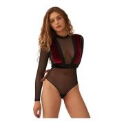 Bordeaux Mesh Mouwen Bodysuit Undress Code , Red , Dames