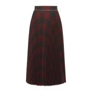 Geruite Print Wol Plooirok Burberry , Red , Dames