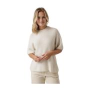 Alpaca Gebreide Pullover O-Hals Second Dames , White , Dames