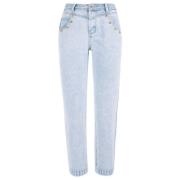 Hoge taille lichte wassing studs jeans YES ZEE , Blue , Dames