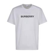 Wit Crewneck T-shirt met Iconisch Logo Burberry , White , Heren