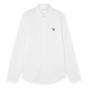 Witte Fox Head Logo Katoenen Shirt Maison Kitsuné , White , Heren