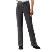 Hoge Taille Rechte Grijze Jeans Calvin Klein Jeans , Gray , Dames